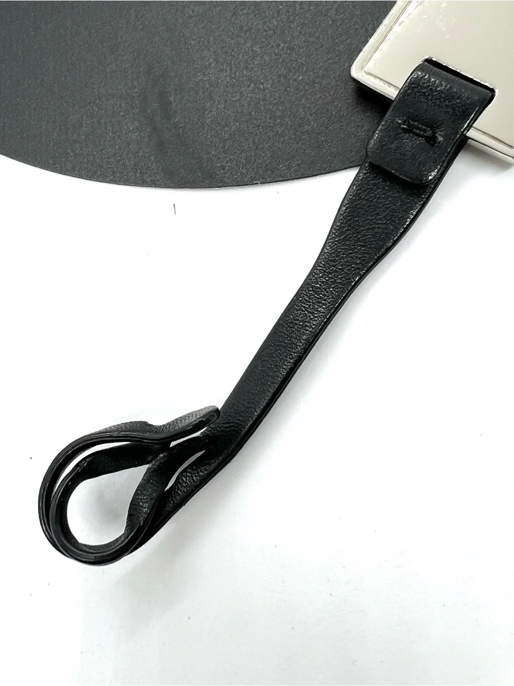Coach Leatherware Metal Bag Hang Tag Silver Black Leather Key Fob Charm